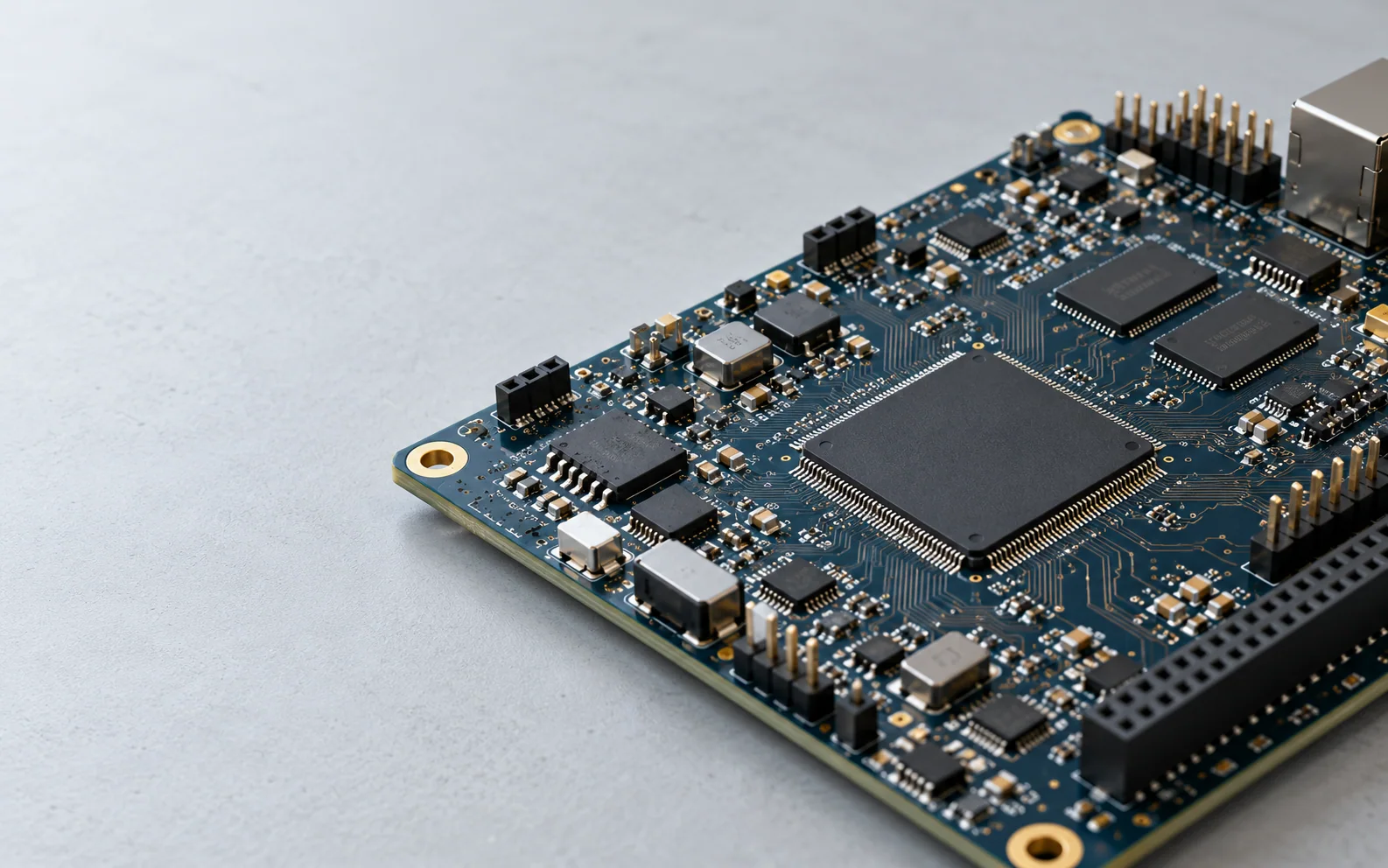 Illustration of an FPGA board with signal connections.